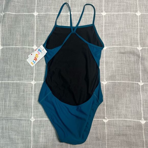 Sporti Size 34 Micro Back One Piece Swimsuit Dark Teal High Leg NEW - Picture 5 of 10